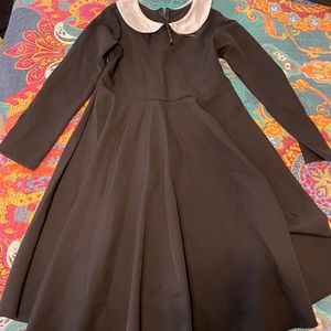 Wednesday Girls Black Dress with White Collar Size 10